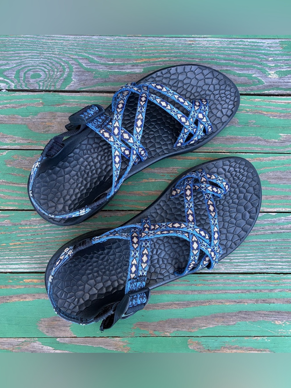 Chaco ZX/2 Classic Sport Sandals Womens Sz 8 Strappy Shoes Blue Aztec Hiking
